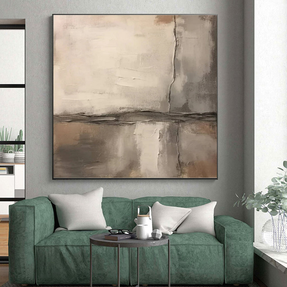 “Neutral Grid Textures” - Neutral Tones Abstract Minimalist Painting On Canvas PS0711