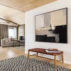 “Black - Beige Abstract Contrast” Abstract Painting On Canvas DKS241