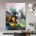 “Colorful Village Landscape” - Impressionist Landscape Painting On Canvas PT1289