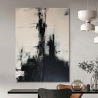 “Black - White Abstract Forms” - Minimalist Abstract Painting On Canvas PT1261