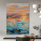 “Colorful Sunset Sea” - Impressionist Painting On Canvas PT2204