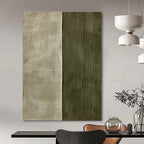 Gray, Green with Split Textures "Dual Textures" Abstract Painting On Canvas PS1383