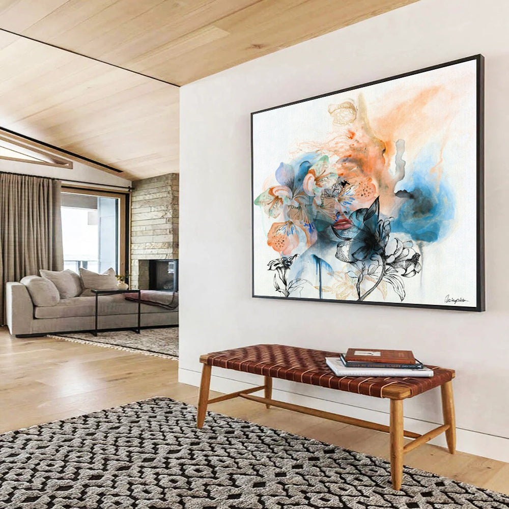 “Floral And Portrait Fusion” - Mixed - Media Artwork On Canvas DKS536