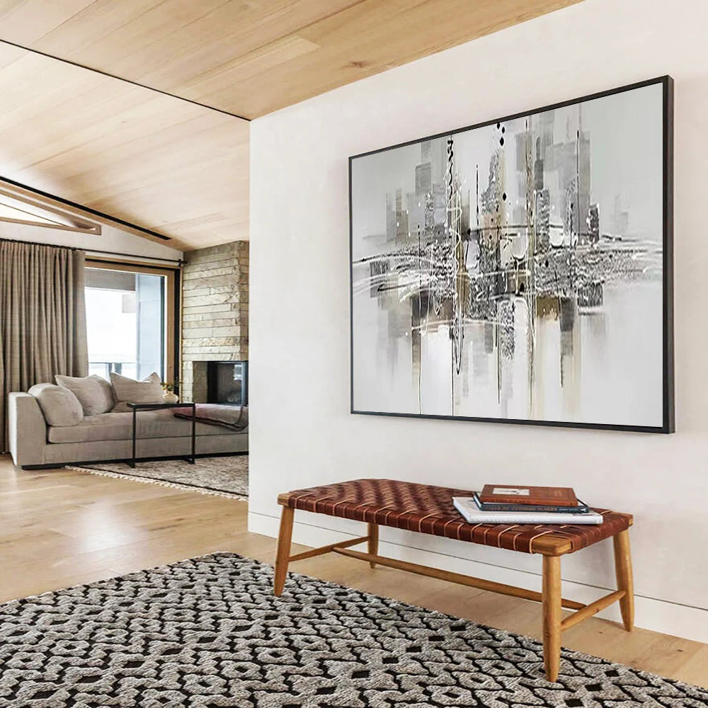 “Monochrome Cityscape” - Abstract - Urban Painting On Canvas PT1551