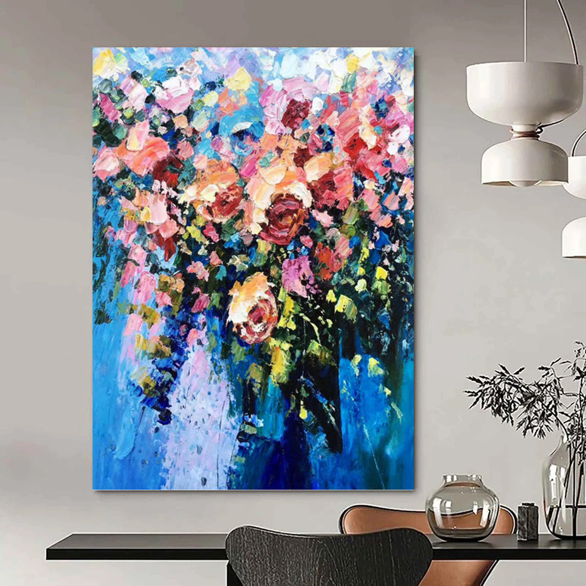 “Colorful Flower Bouquet” - Impressionist Floral Painting On Canvas PT1349