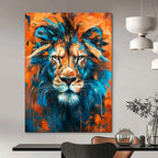 “Blue and Orange Lion” - Contemporary Pop - Surrealist Painting On Canvas PT2212