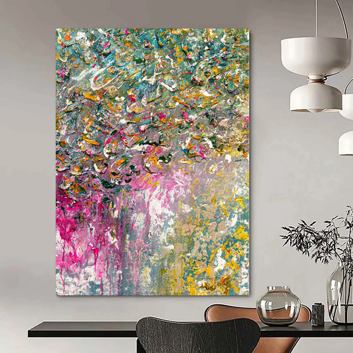 Colorful Impasto Carnival - Thick Paint Multicolor Abstract Painting On Canvas PS1228
