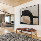 Black and Beige Abstract Forms Modern Abstract Painting On Canvas DKS139