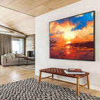 “Colorful Birds at Sunset Abstract” - Lively Landscape Painting On Canvas DKS387