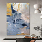 “Blue, Gray & Gold Abstract” - Subtle Metallic Accents in a Cool Palette Painting On Canvas DS253