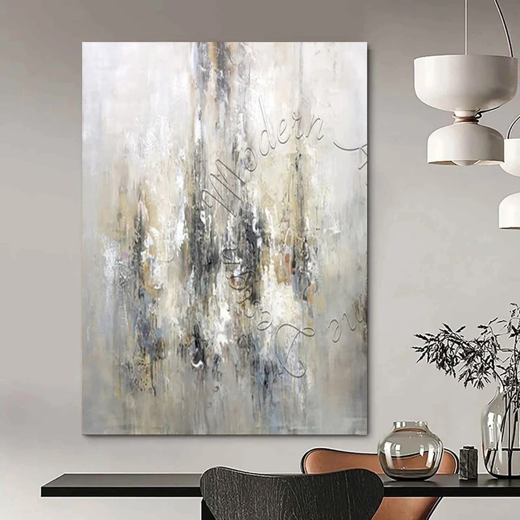 Gray - Beige Abstract, "City Fog" – Abstract Impressionist - Inspired On Canvas PS0930