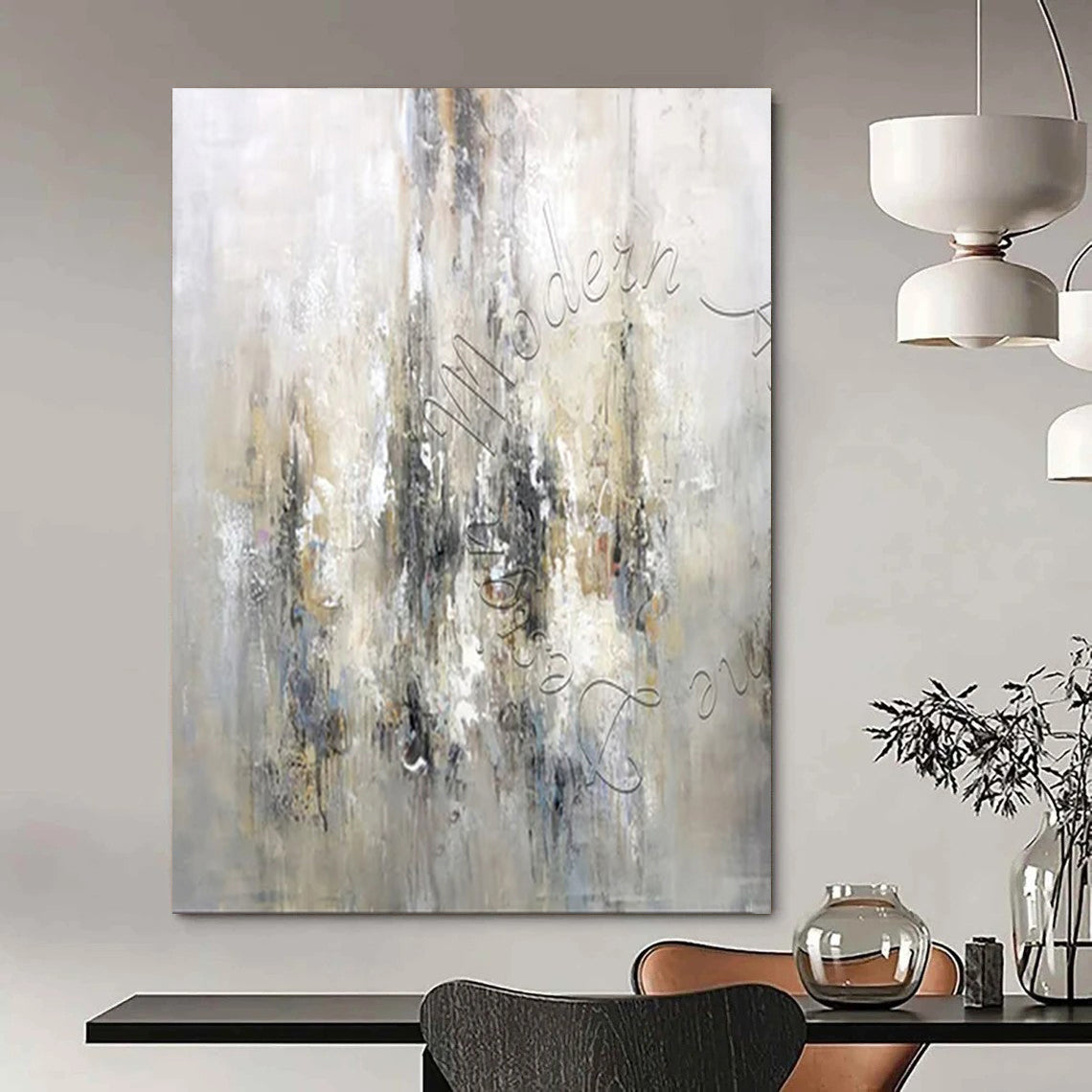 Gray - Beige Abstract, "City Fog" – Abstract Impressionist - Inspired On Canvas PS0930