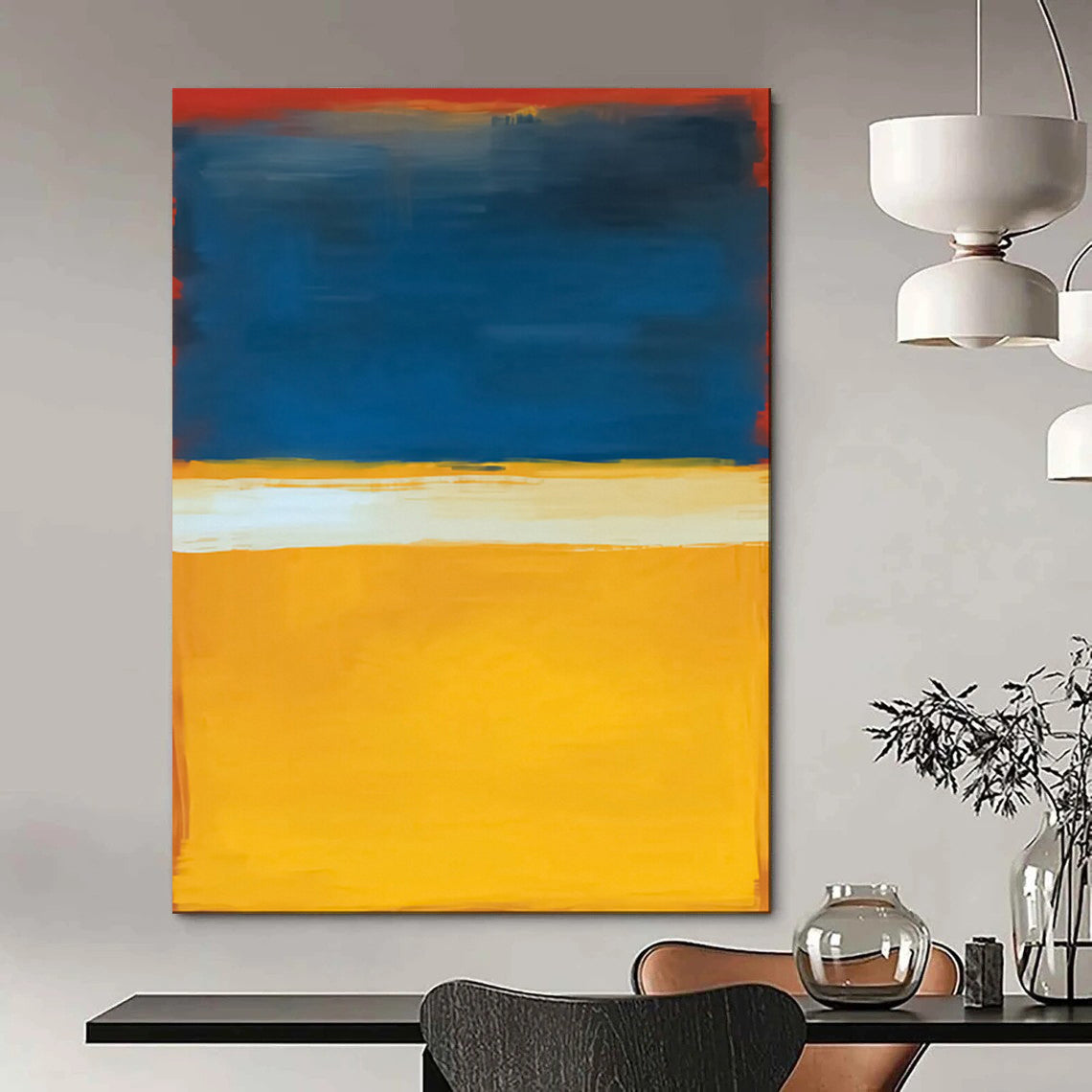 “Red - Blue - Yellow Color - Blocked Abstract” - Color - Field Painting On Canvas PT1945