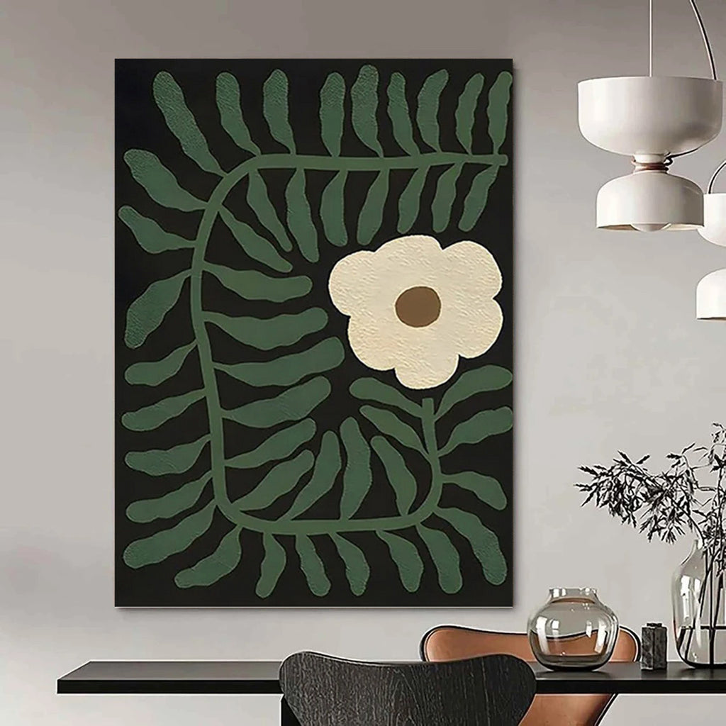 “Green - Black Floral Abstract” - Nature - Inspired Abstract Painting On Canvas PT1115