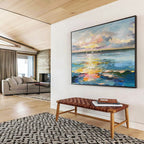 Sunset Sails Over Color - Drenched Sea Impressionist Maritime Painting On Canvas DKS115