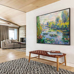 “Classic Water - Lily Pond” - Impressionistic Garden Painting On Canvas PT197