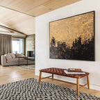 Gold & Black Textured Abstract Painting On Canvas DKS020