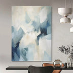 Light Blue, White with Geometric Shapes "Geometric Skies" Abstract Painting On Canvas PS1337