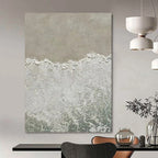 “Beige - White Coastal Shore” - Minimalist Beach Abstract Painting On Canvas PT1127