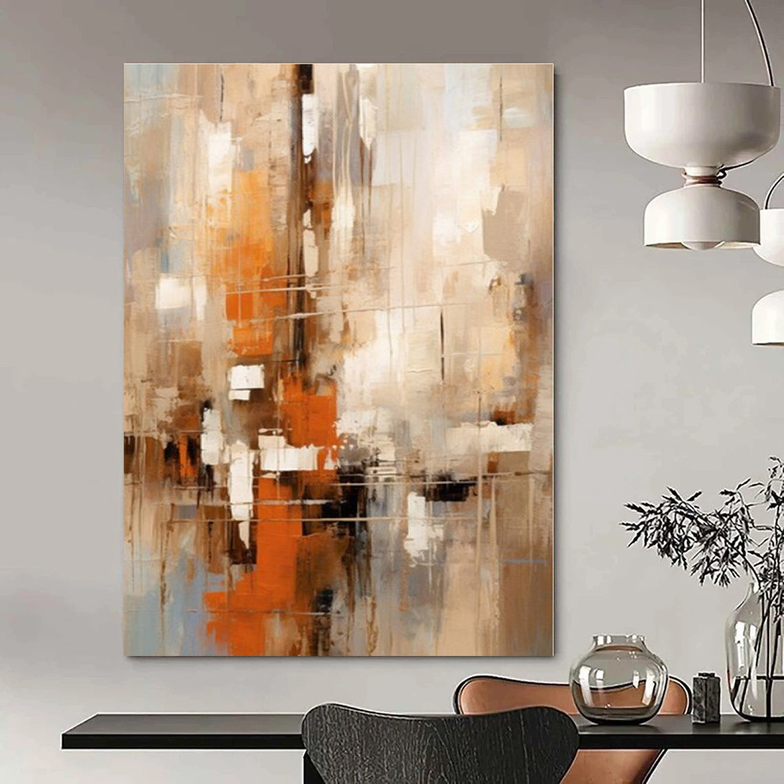 Earthy Tones with Abstract Layers "Earthy Mosaic" Abstract Painting On Canvas PS1258