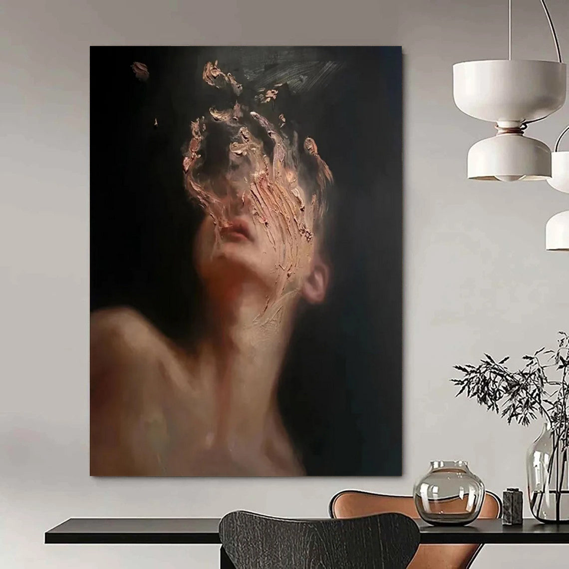 “Fragmented Face Portrait” - Expressive Figurative Painting On Canvas DS315