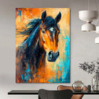 “Blue and Orange Horse” - Abstract Expressionist Painting On Canvas PT2210