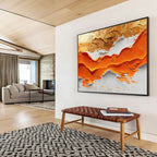 “Textured Orange - Gold Waves” - Abstract Landscape Painting On Canvas DKS464