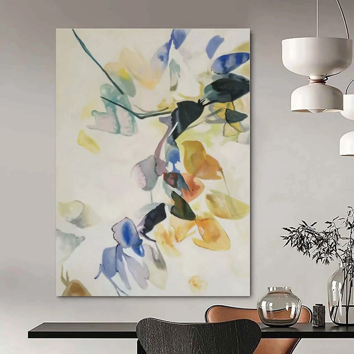 Pastel Colors with Abstract Floral Shapes "Soft Blooms" Abstract Painting On Canvas PS1317