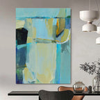 Blue, Green, Beige with Abstract Forms "Coastal Abstraction" Abstract Painting On Canvas PS1308