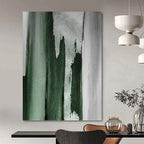 “Green - Grey Vertical Strokes” - Abstract Expressionist Painting On Canvas PT1233