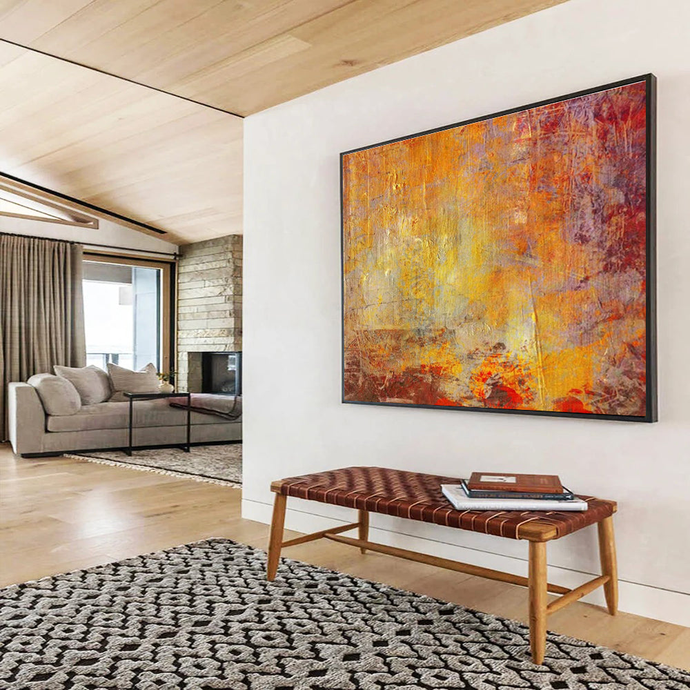 “Warm Orange - Purple Abstract Textures” Abstract Painting On Canvas DKS192