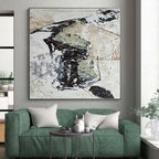 “Black - White - Grey Abstract Dynamic Forms” - Edgy Abstract Painting On Canvas PS0369