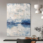“Blue and White Textured Sea” - Abstract, Coastal - Inspired Painting On Canvas PT1546
