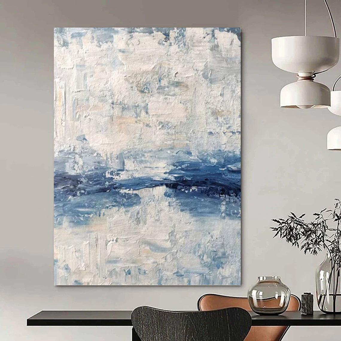 “Blue and White Textured Sea” - Abstract, Coastal - Inspired Painting On Canvas PT1546