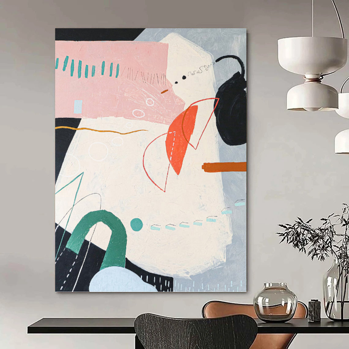 “Pastel - Color Abstract Shapes” - Playful Abstract Painting On Canvas PT1093