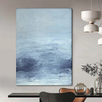 “Blue - Gray Abstract Horizon” - Minimalist Landscape Painting On Canvas PT1962