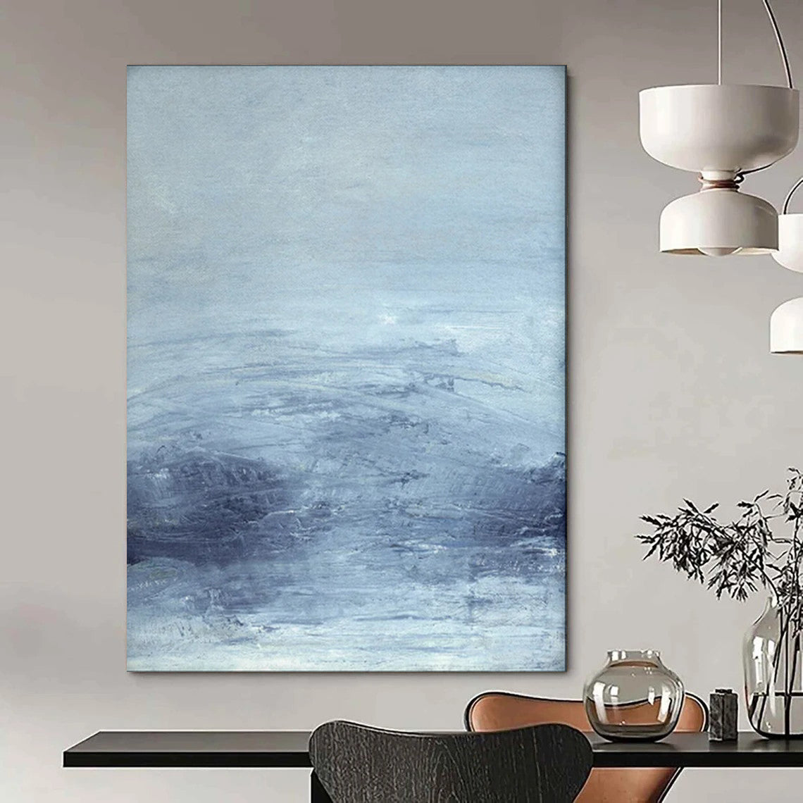 “Blue - Gray Abstract Horizon” - Minimalist Landscape Painting On Canvas PT1962