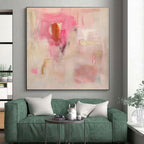 “Pink - Gold Abstract” - Pink, Beige, Gold Abstract Painting On Canvas PS0441