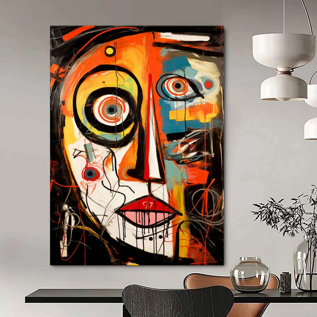 “Colorful Abstract Face” - Neo - Expressionist Painting On Canvas PT2211
