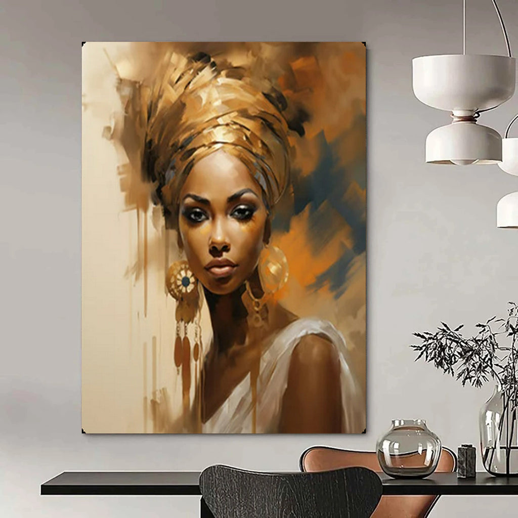 Golden Grace Warm - Toned Portrait, Painting On Canvas PT2159