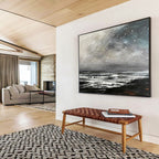 Grey Sky with Snow Over Dark Sea Seascape Painting On Canvas DKS109