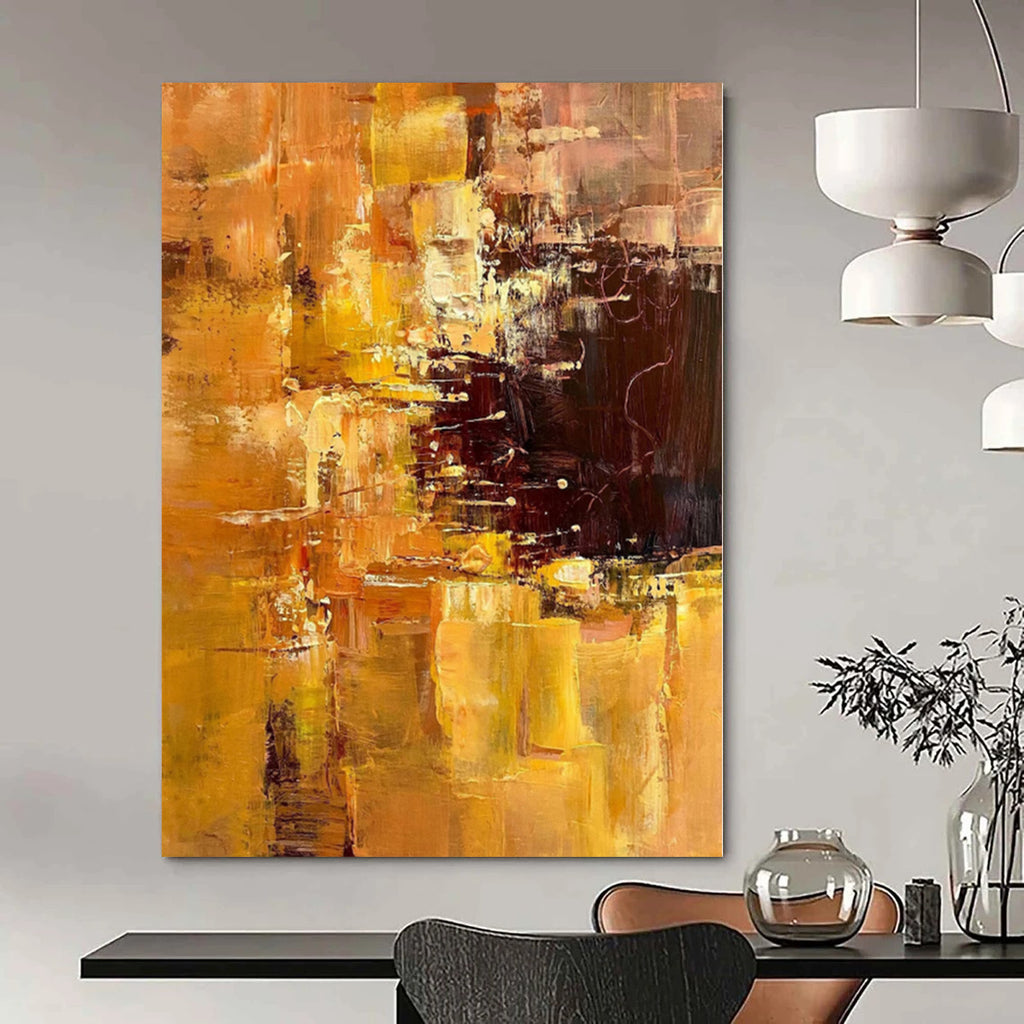 “Golden Abstract Warmth” - Rich Abstract Painting On Canvas PS0212