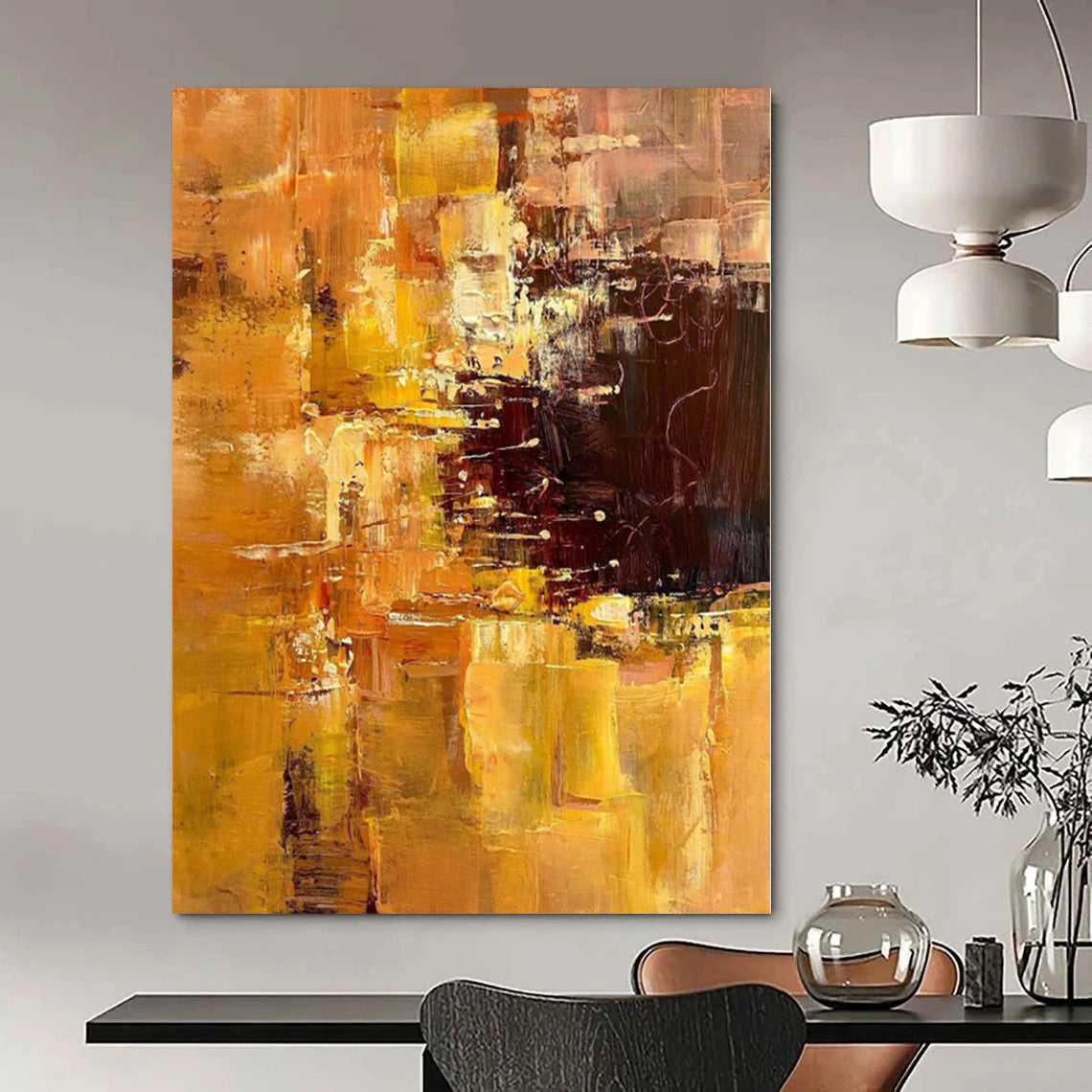 “Golden Abstract Warmth” - Rich Abstract Painting On Canvas PS0212