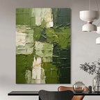 “Textured Green Abstract” - Impasto Abstract Painting On Canvas PS0187