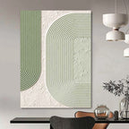 “Green and White Geometric Design” - Modern, Abstract Painting On Canvas PT1493