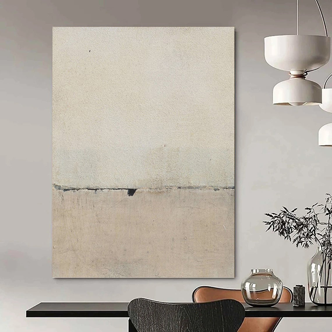 “Subtle Abstract in Beige & Gray” - Abstract - Inspired Minimalist Painting On Canvas PT1420