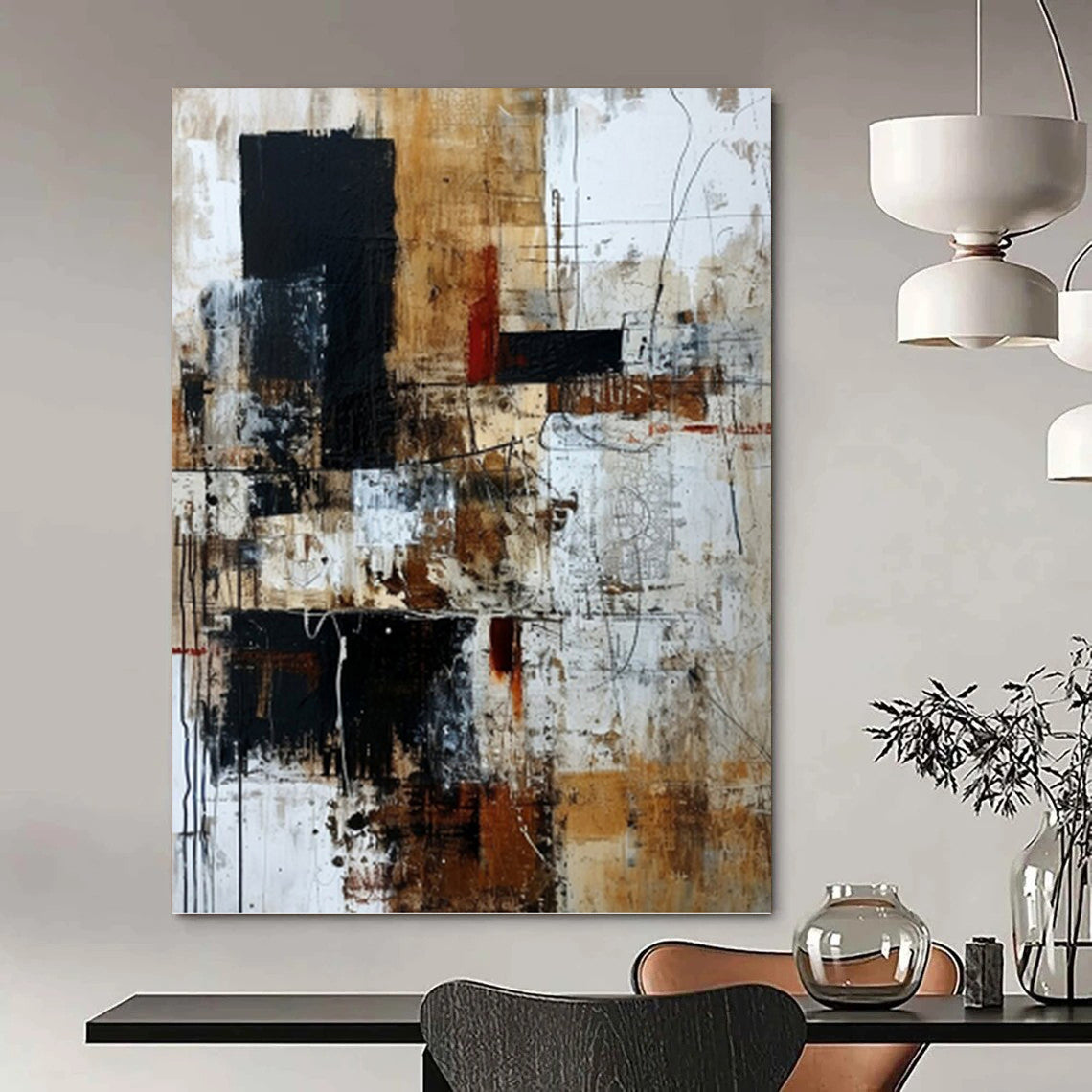 “Brown - Black Abstract” - Abstract Expressionist Painting On Canvas PT1330