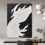 “Swirling Textures: Black and White Abstract” - Energetic Abstract Painting On Canvas DS398