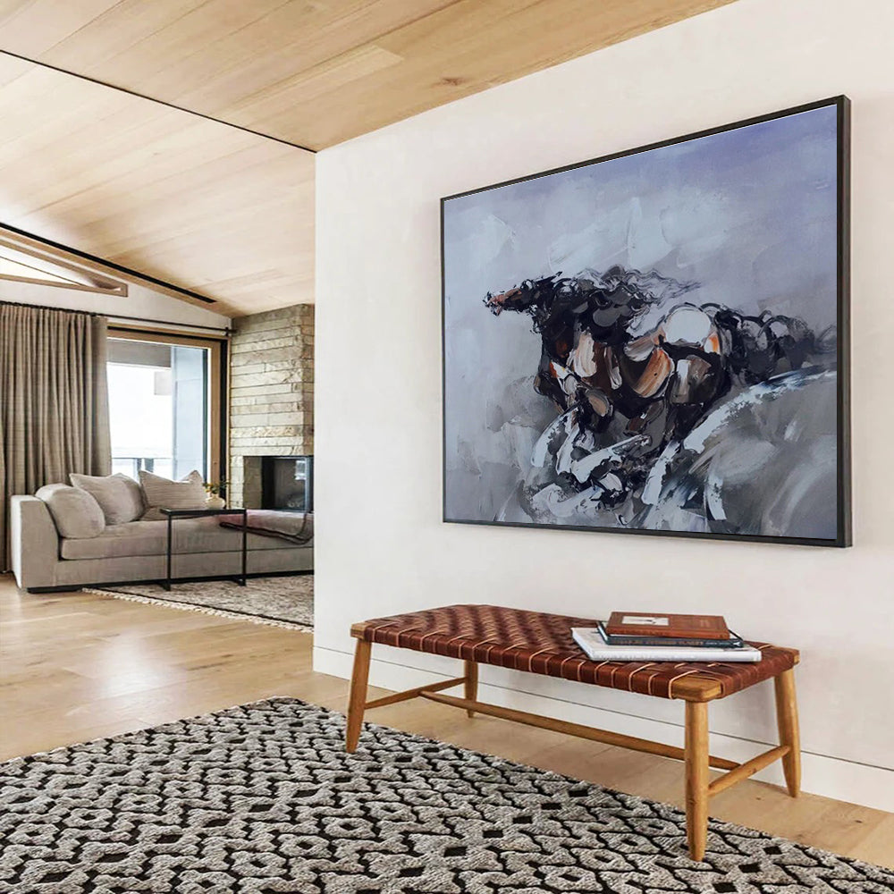 “Grey - Brown Galloping Energy” Painting On Canvas DKS306