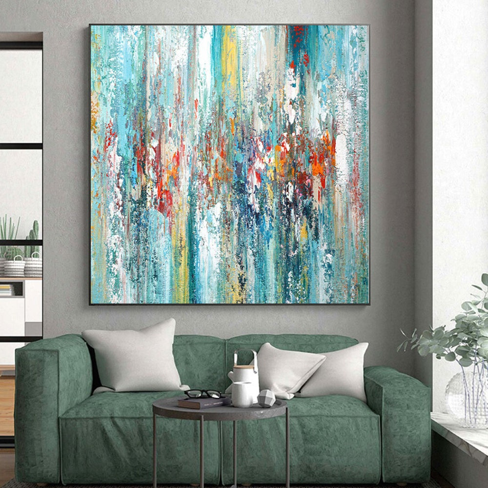 “Colorful Vertical Abstract Strokes” - Expressive Abstract Painting On Canvas PS0284